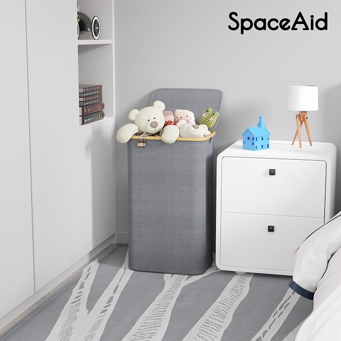 SpaceAid Laundry Hamper with Lid, 110L Large Tall Clothes Basket Bin with - Image 6
