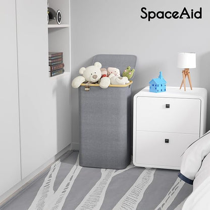 SpaceAid Laundry Hamper with Lid, 110L Large Tall Clothes Basket Bin with - Image 6