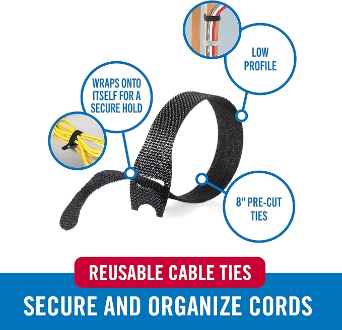 VELCRO Brand 150pk Cable Ties Value Pack, 8in | Gifts - Image 3