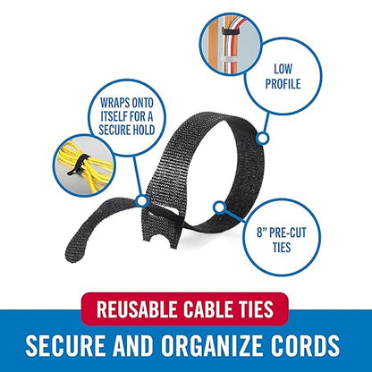 VELCRO Brand 150pk Cable Ties Value Pack, 8in | Stocking Stuffer Gifts - Image 3