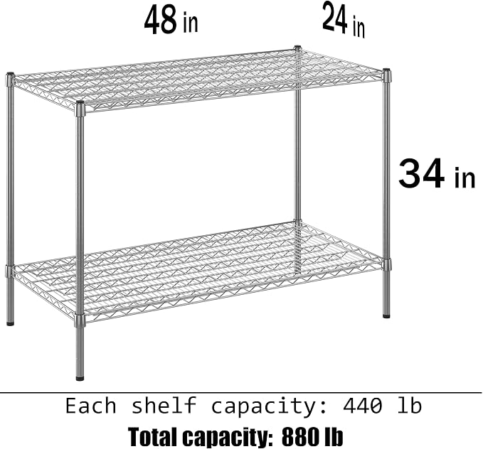 24" Deep x 48" Wide x 34" Height Wire Shelving Kit | 2-Tier | NSF Commercial - Image 3