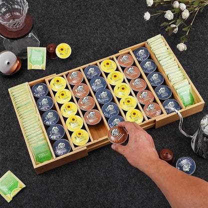 K Cup Holder Bamboo Coffee Pod Holder Drawer Organizer, Expandable K Cup Pod - Image 6