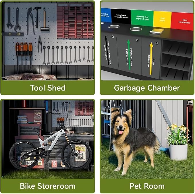 COMHOMA 8'x4' Shed Outdoor Storage, Metal Garden Tool Utility | Steel Tool Shed - Image 7