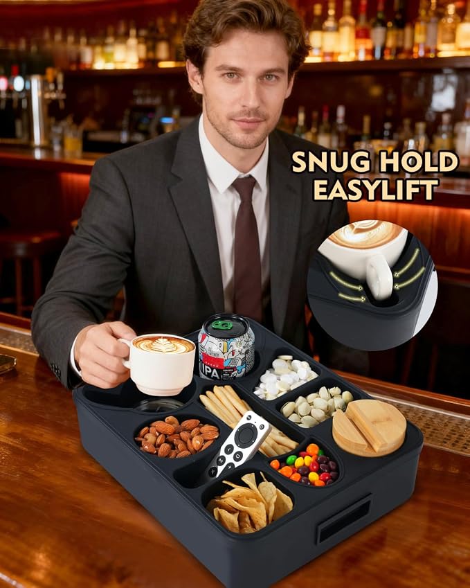 Couch Cup Holder Tray Dual Cup Silicone Organizer – Waterproof Anti-Slip Snack - Image 6