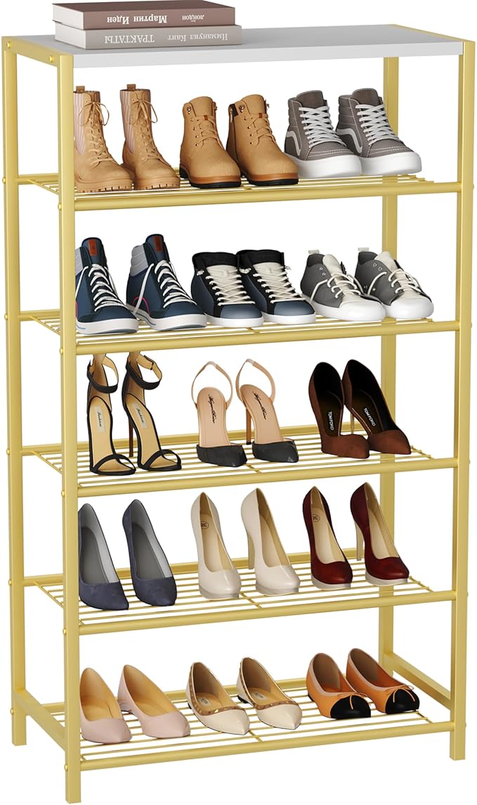 HOMEFORT Shoe Rack 6-Tier, Shoe Storage Shelf, Industrial Shoe Tower, Narrow by HOMEFORT