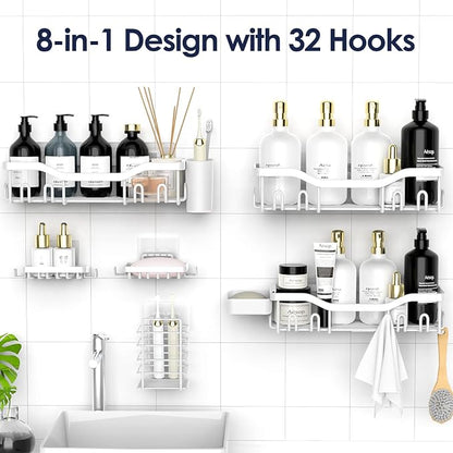 NESOMI Shower Caddy Adhesive Shower Organizer 8-Pack, Rustproof Stainless Steel - Image 4