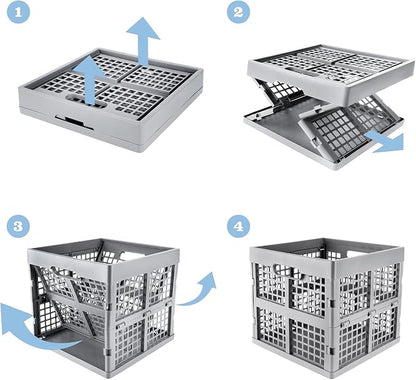 3-Pack Collapsible Plastic Storage Crates, Foldable Crates - Image 4