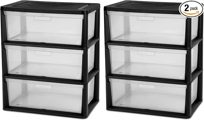 Plastic 5 Drawer Wide Tower by Unknown