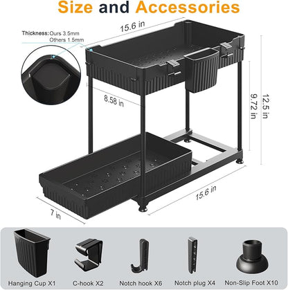 Sevenblue 2 Packs Under Sink Organizer, Height Adjustable 2 Tier Under Kitchen - Image 6