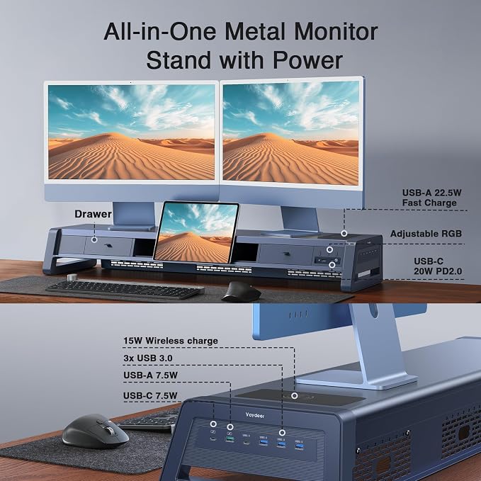 Vaydeer All-in-One Dual Monitor Stand Riser - Image 3