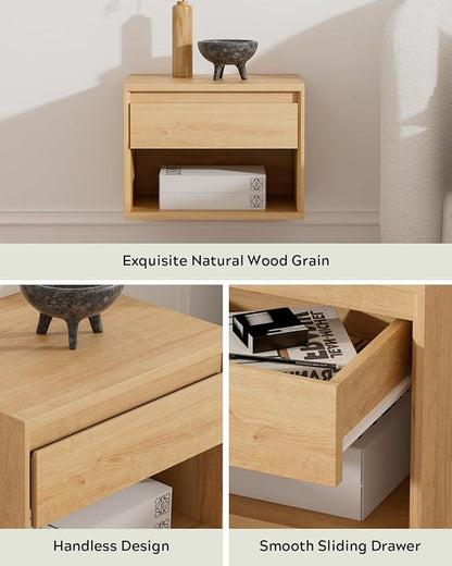 Floating Nightstand Set of 2, Wall Mounted Bedside Table - Image 4