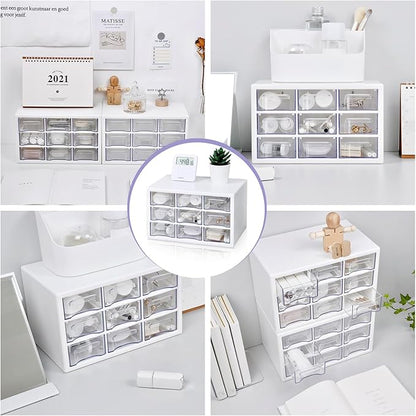 Desk Storage Organizer with 9 Drawers, FODIENS Stackable Desktop Craft Drawer - Image 6