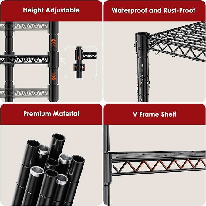 Simple Deluxe 3-Tier Heavy Duty Adjustable Storage Shelf - Image 3
