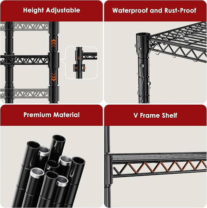 Simple Deluxe 3-Tier Heavy Duty Adjustable Storage Shelf - Image 3