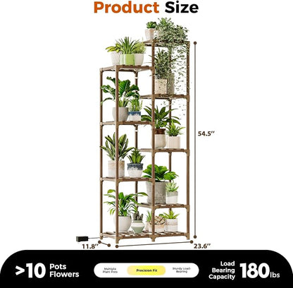 Bamworld Plant Stand with Grow Lights Indoor Outdoor 9 Tier Tall Large Wood - Image 7