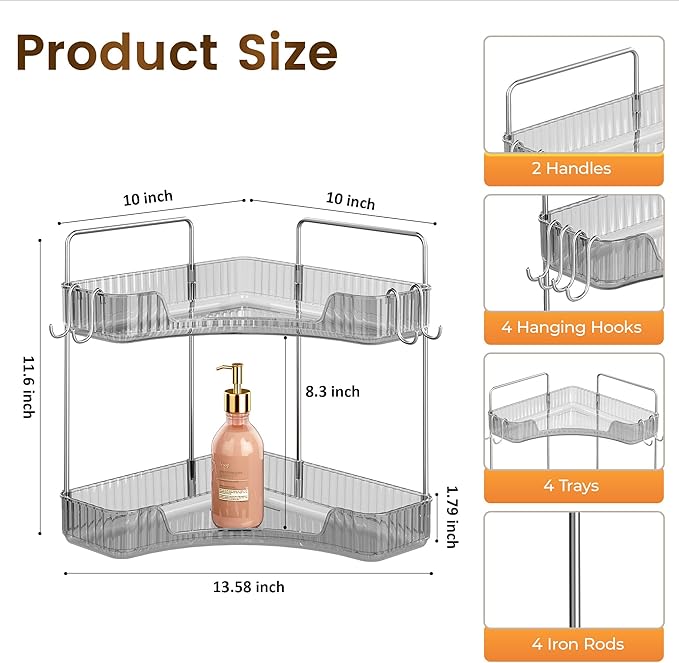 Corner Counter Organizer, 2-Tier Bathroom & Kitchen Storage Tray - Image 2
