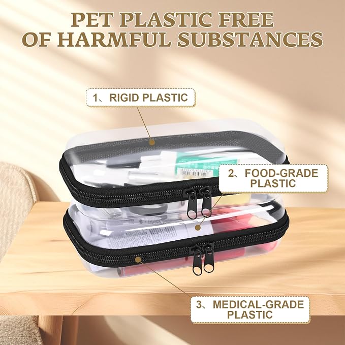 2PCS Zippered Hard Pouch Double, Portable Waterproof Cosmetic Bag - Image 3
