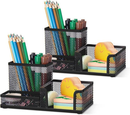 Comix Mesh Pen Pencil Holder Desk Organizer, 3 Compartment Wire Desktop Pen by Comix