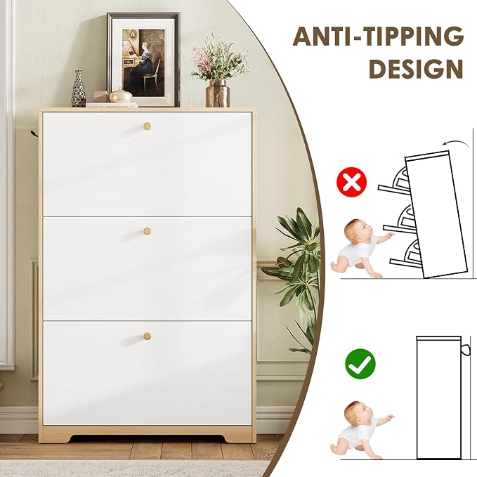 Nicetree Shoe Storage Cabinet for Entryway, Modern Shoe Cabinet, Freestanding - Image 9