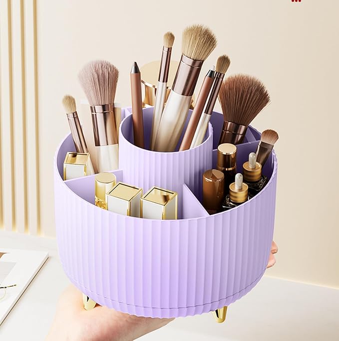 360 Degree Rotating Makeup Brush Holder Organizer Detachable Design 5 Slot Make - Image 7