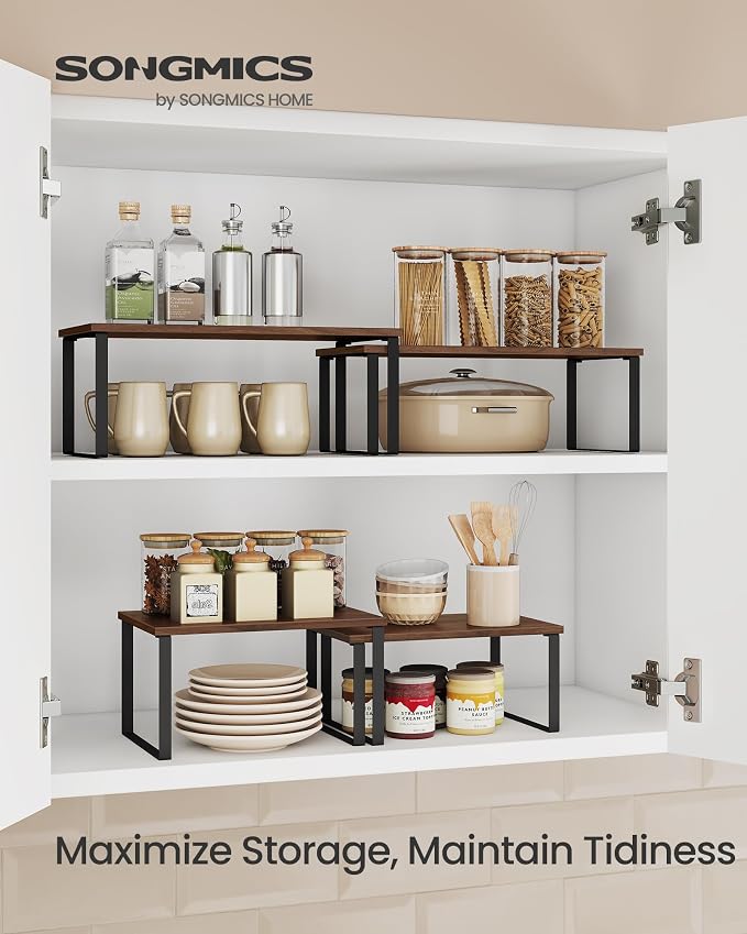 SONGMICS Cabinet Organizer Shelf, Kitchen Storage, Spice Rack, Expandable - Image 2