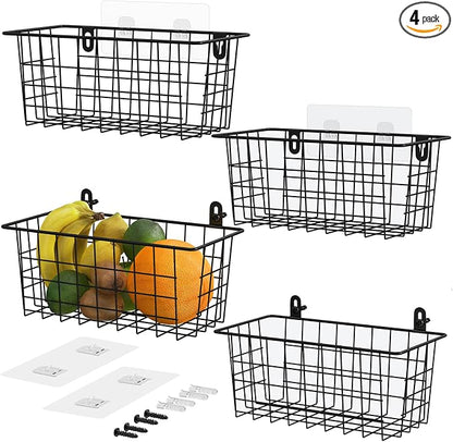 MaraFansie Hanging Wire Baskets Kitchen Storage Basket Adhesive and Screws by MakeStorageMoreFun