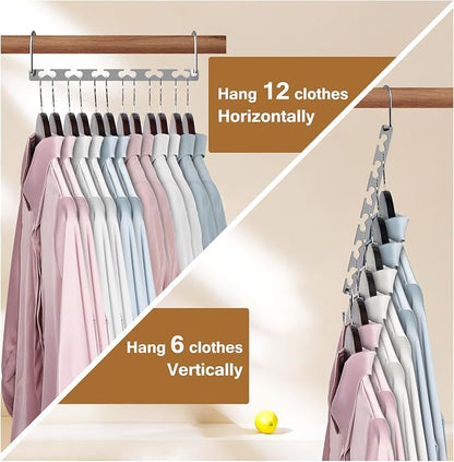 Space Saving Hangers for Clothes 6 Pack, Sturdy Metal Hangers Wardrobe Organizer - Image 2