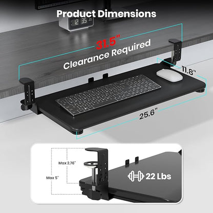 Keyboard Tray Under Desk, Pull Out Keyboard & Mouse Tray - Image 2