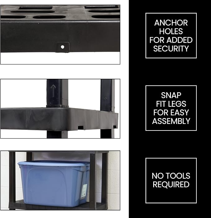 Koolatron Oskar Small Interlocking Shelving Unit, Tool-Free Assembly, Heavy - Image 5