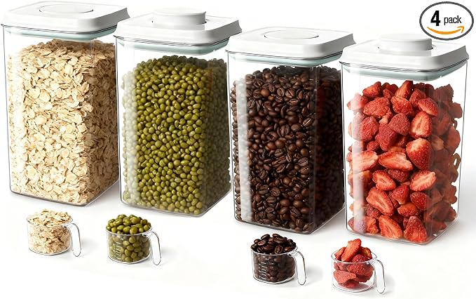4 Pcs Large Pop Airtight Food Storage Containers Set by Melovom