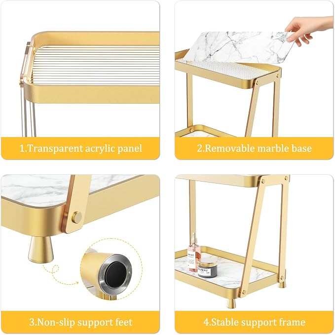 2-Tier Acrylic Bathroom Vanity Organizer, Holds Cosmetics, Makeup & Skincare - Image 4