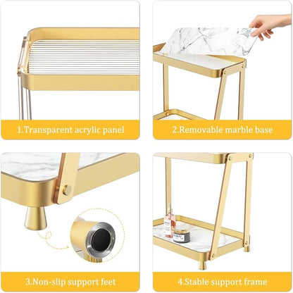 2-Tier Acrylic Bathroom Vanity Organizer, Holds Cosmetics, Makeup & Skincare - Image 4