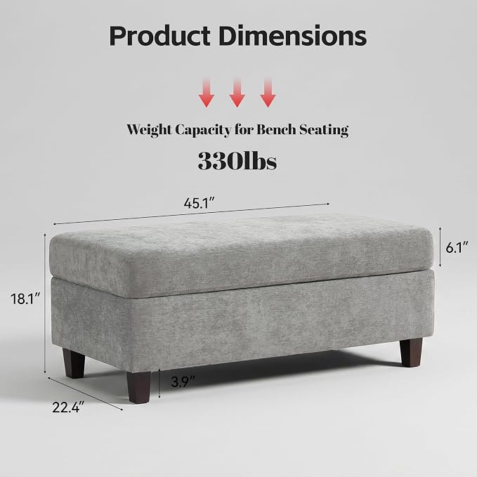 GENTEACO 45" Storage Ottoman Bench - Image 2