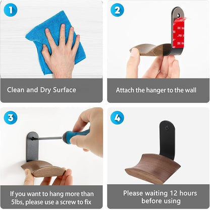 Headset Holder with 6cm Wide Walnut Headrest, Headphone Wall Mount Holder with - Image 6