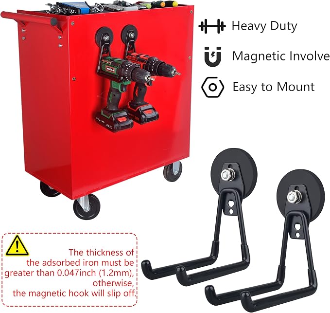 MUTUACTOR Large Garage Hooks, Anti-Slide Garage Hanger Magnetic Mounting - Image 5