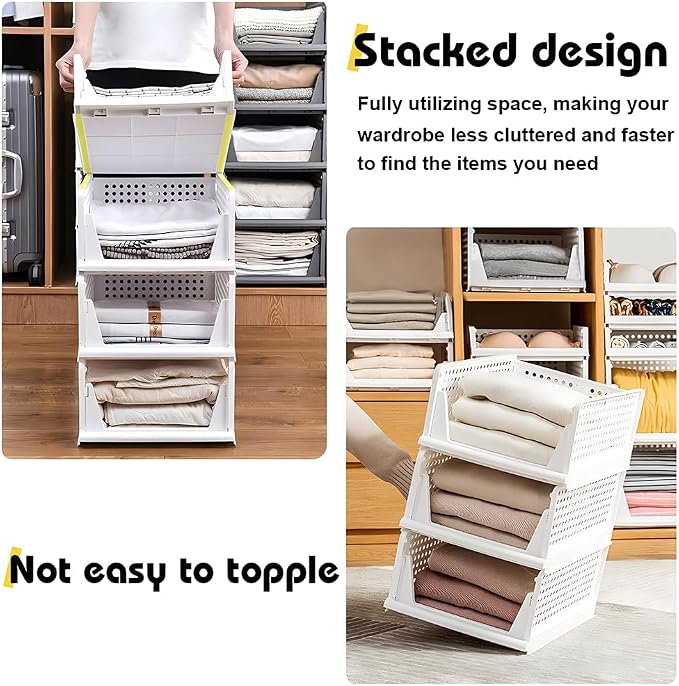 yazi 5 Pack 5L Plastic Stackable Closet Storage Boxes | Practical closet - Image 5