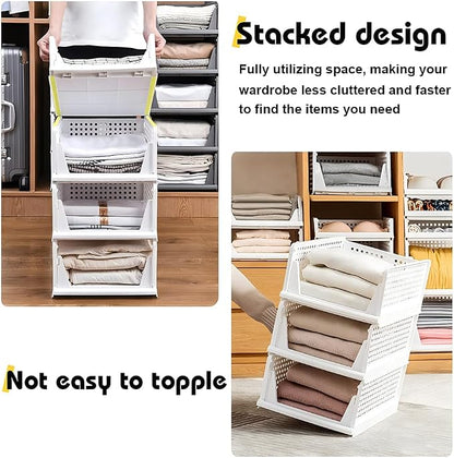 yazi 5 Pack 5L Plastic Stackable Closet Storage Boxes | Practical closet - Image 5