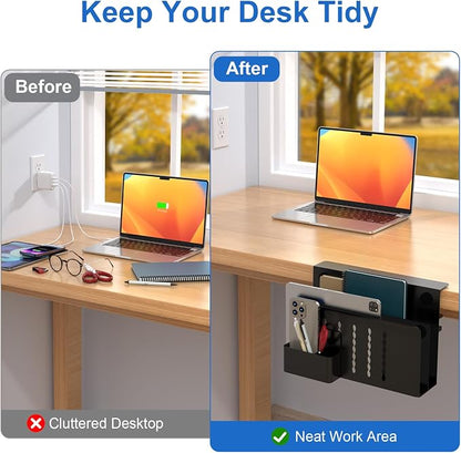 HAMOPY Desk Side Storage, 2 Tier Steel Hanging Desk Organizer - Image 4