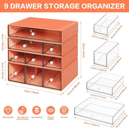 Desk Storage Organizer with 9 Drawers, 4 Tiers Stackable Desktop Craft Storage - Image 2