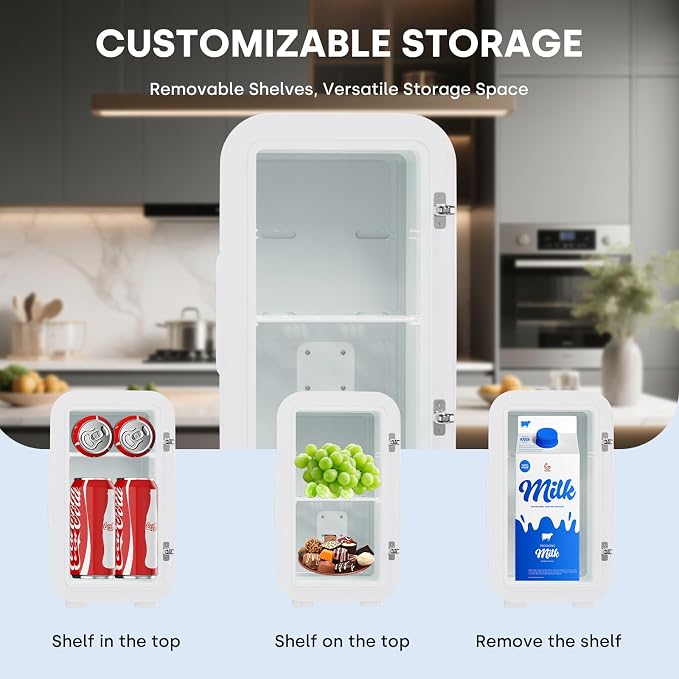 Enventor Mini Refrigerator, 6L/ 8 Can Compact Skincare Fridge AC+DC Power - Image 2