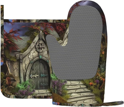 Gothic Fairy Garden Oven Mitts and Pot Holders Sets of 2 Heat Resistant - Image 3