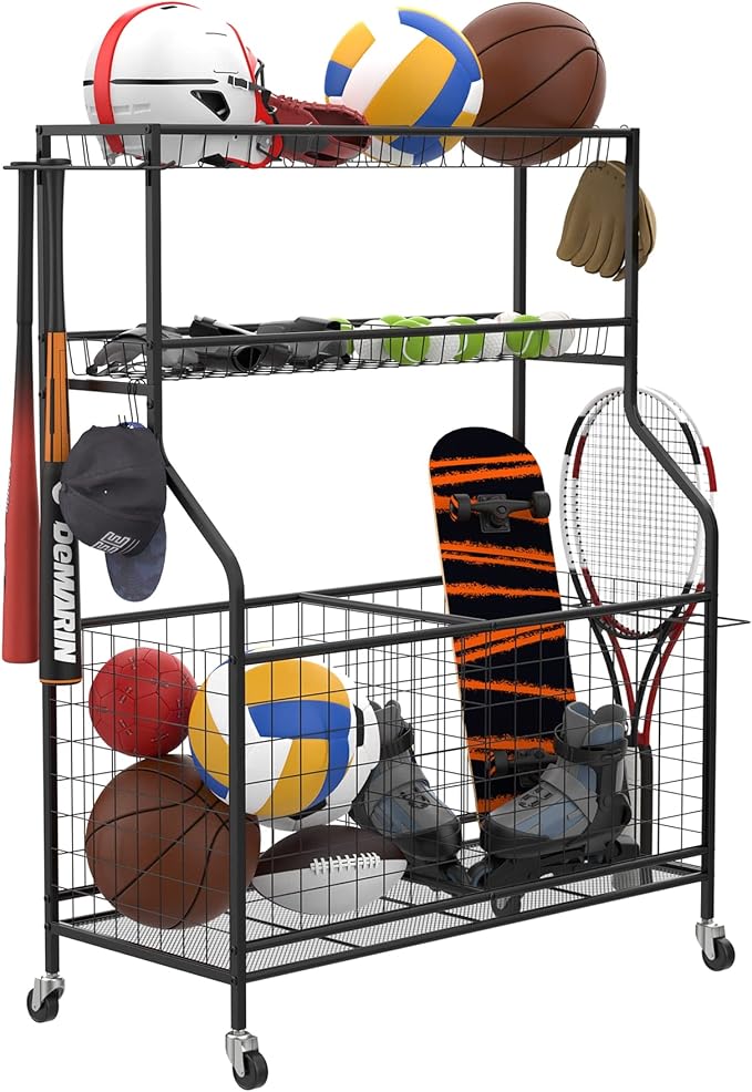WALMANN Garage Ball and Sports Equipment Organizer, Ball Storage Rack by WALMANN