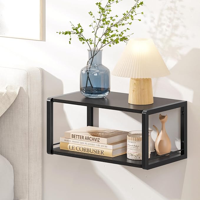 Floating Nightstand, Wood Bedside Shelf Wall Mounted Nightstand by NANAGIFTREE