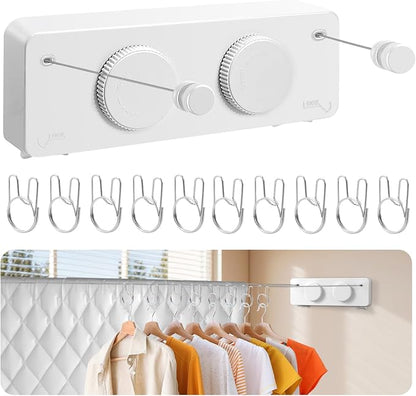 Retractable Clothesline Indoor, Non-Sagging Outdoor Clothes Line Retracting by NOSONUS