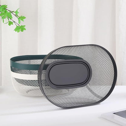 AJIODA Metal Mesh Steel Basket, Oval Metal Wire Storage Organizer Baskets Multi - Image 7