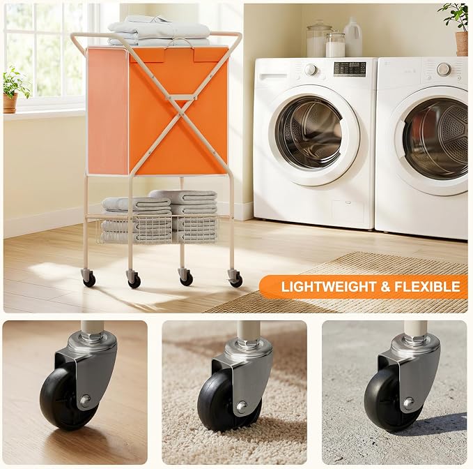 Convenient Laundry Basket with Wheels, Heavy Duty Dirty Clothes Laundry Hamper - Image 3