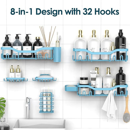 NESOMI Shower Caddy Adhesive Shower Organizer 8-Pack, Rustproof Stainless Steel - Image 4