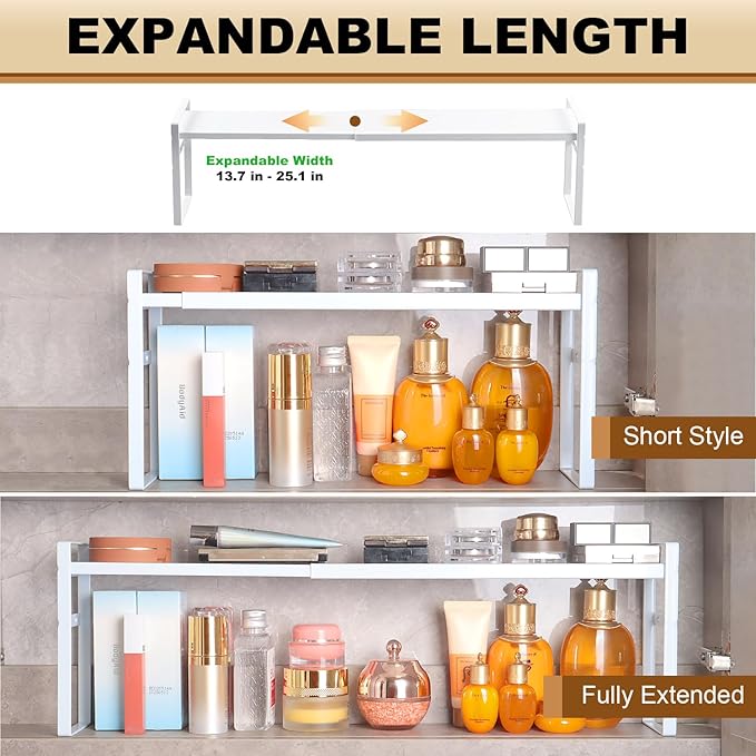 Small Expandable Medicine Cabinet Shelf, 3.58” Wide Metal Storage Stand - Image 5