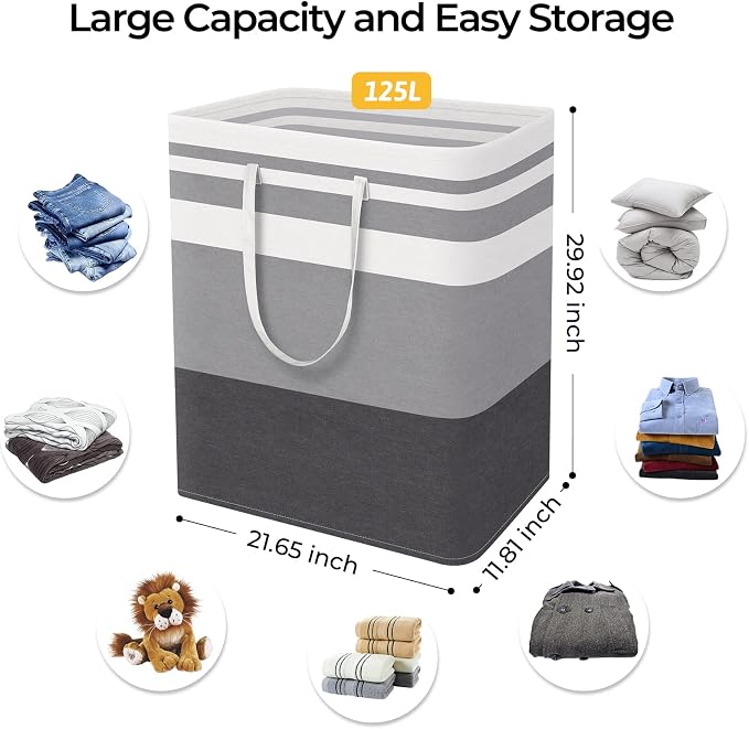 HomeHacks 2 Pack Large Laundry Baskets, Waterproof, Freestanding Laundry Hampers - Image 4