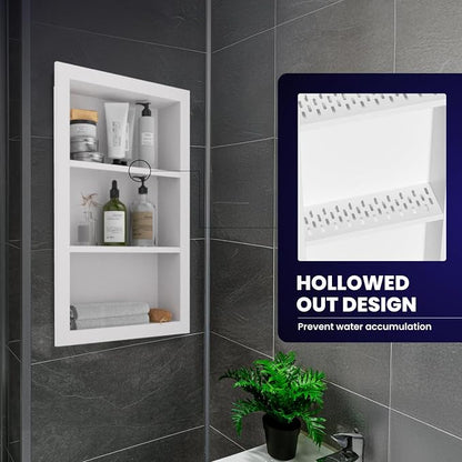 14" x 24" Stainless Steel Shower Niche, 3-Tier Waterproof Shelves, No-Tile - Image 5